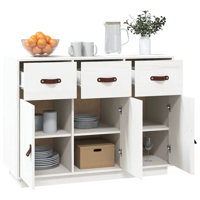 Servantă, alb, 100x40x75 cm, lemn masiv de pin