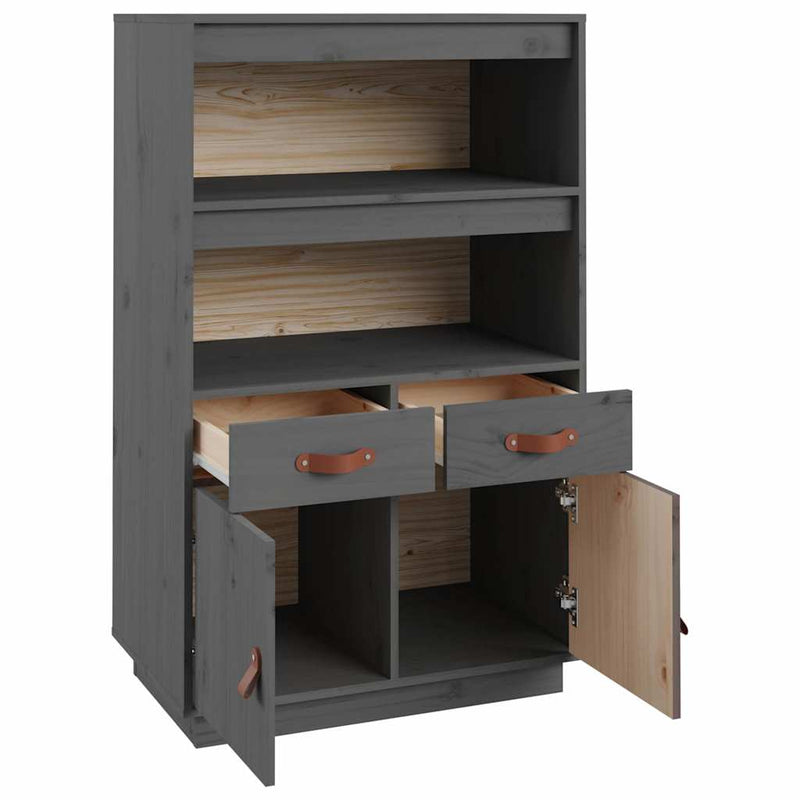 Dulap înalt, gri, 67x40x108,5 cm, lemn masiv de pin