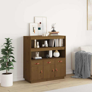 Dulap înalt, maro miere, 100x40x108,5 cm, lemn masiv pin