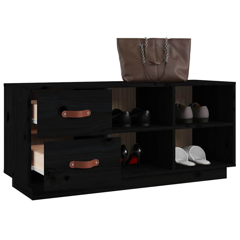 Bancă pentru pantofi, negru, 100x34x45 cm, lemn masiv de pin