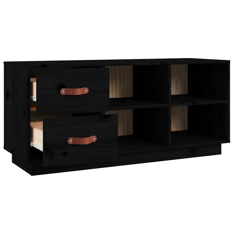 Bancă pentru pantofi, negru, 100x34x45 cm, lemn masiv de pin