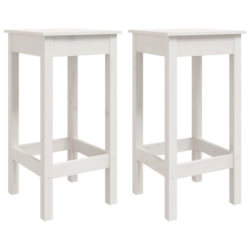 Scaune de bar, 2 buc., alb, 40x40x78 cm, lemn masiv de pin