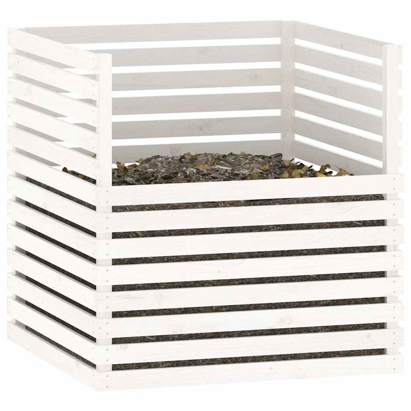 Compostor, alb, 100x100x102 cm, lemn masiv de pin