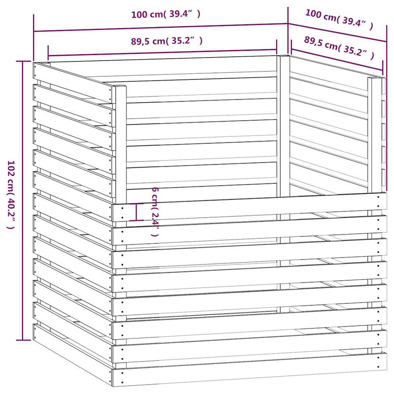 Compostor, alb, 100x100x102 cm, lemn masiv de pin