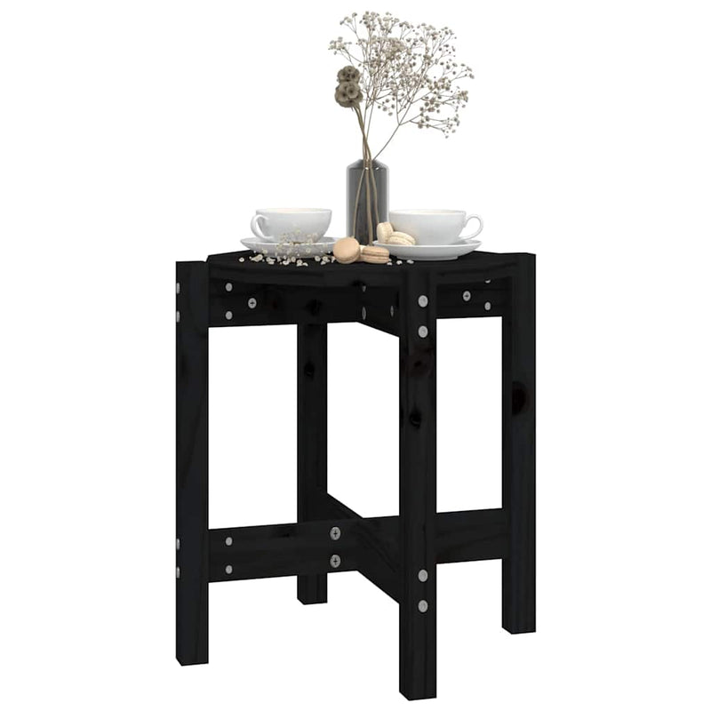 Măsuță de cafea, negru, Ø 42,5x45 cm, lemn masiv de pin
