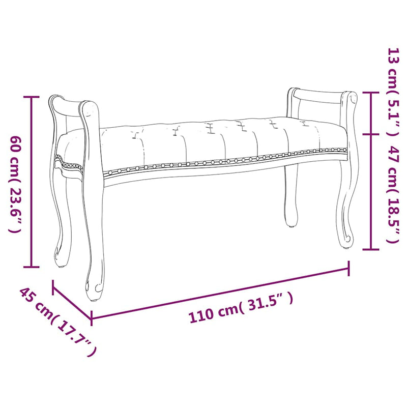Bancă, gri închis, 110x45x60 cm, textil