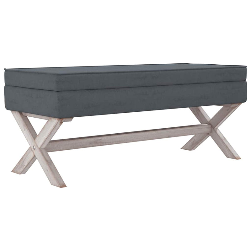 Taburet de depozitare, gri închis, 110x45x49 cm, catifea