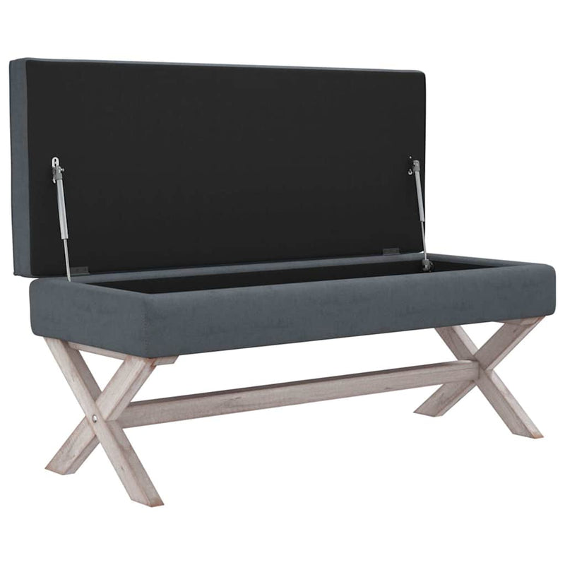 Taburet de depozitare, gri închis, 110x45x49 cm, catifea