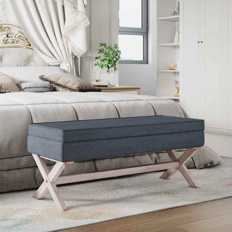 Taburet de depozitare, gri închis, 110x45x49 cm, catifea