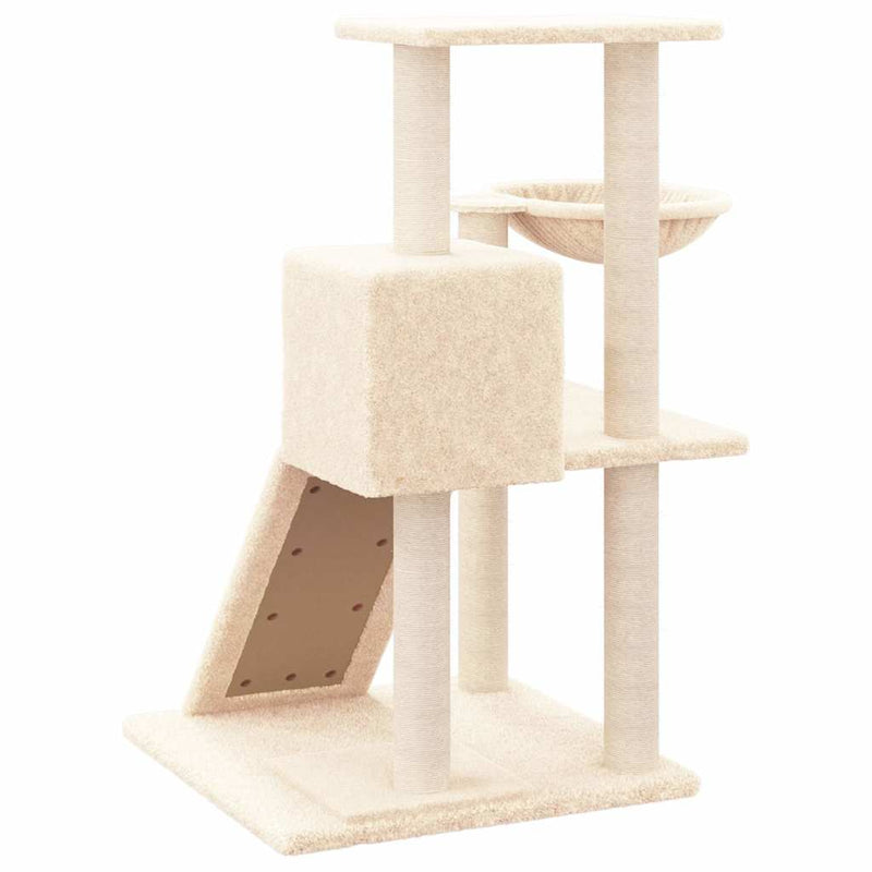 Ansamblu de pisici cu stâlpi din funie de sisal, crem, 82 cm