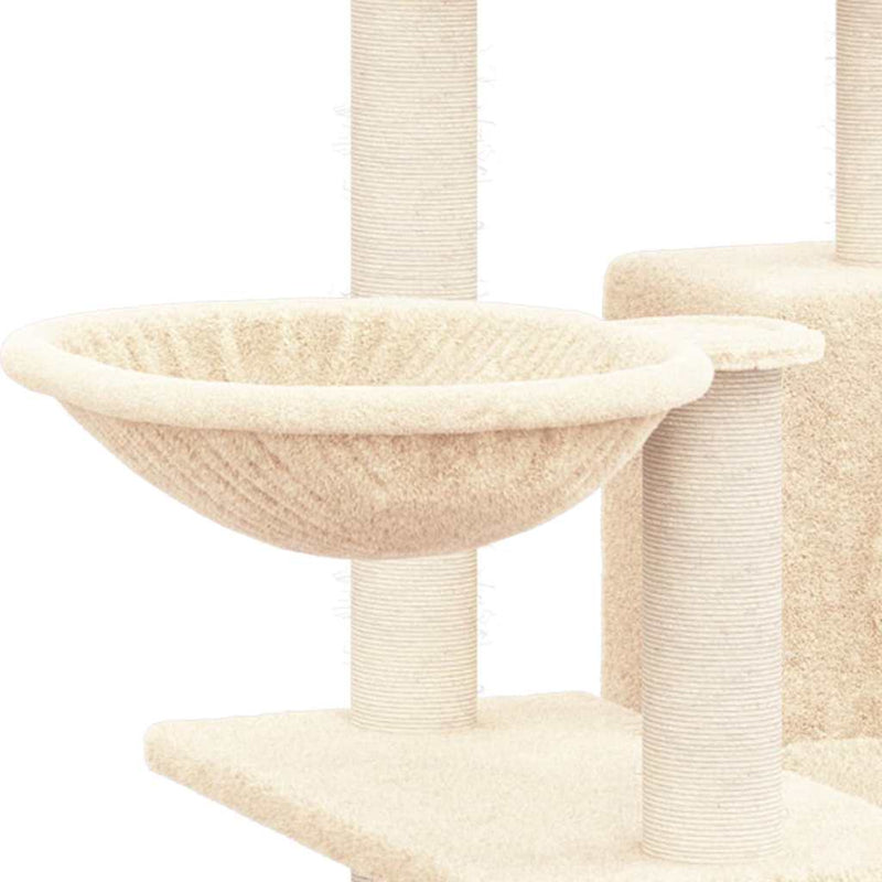 Ansamblu de pisici cu stâlpi din funie de sisal, crem, 82 cm