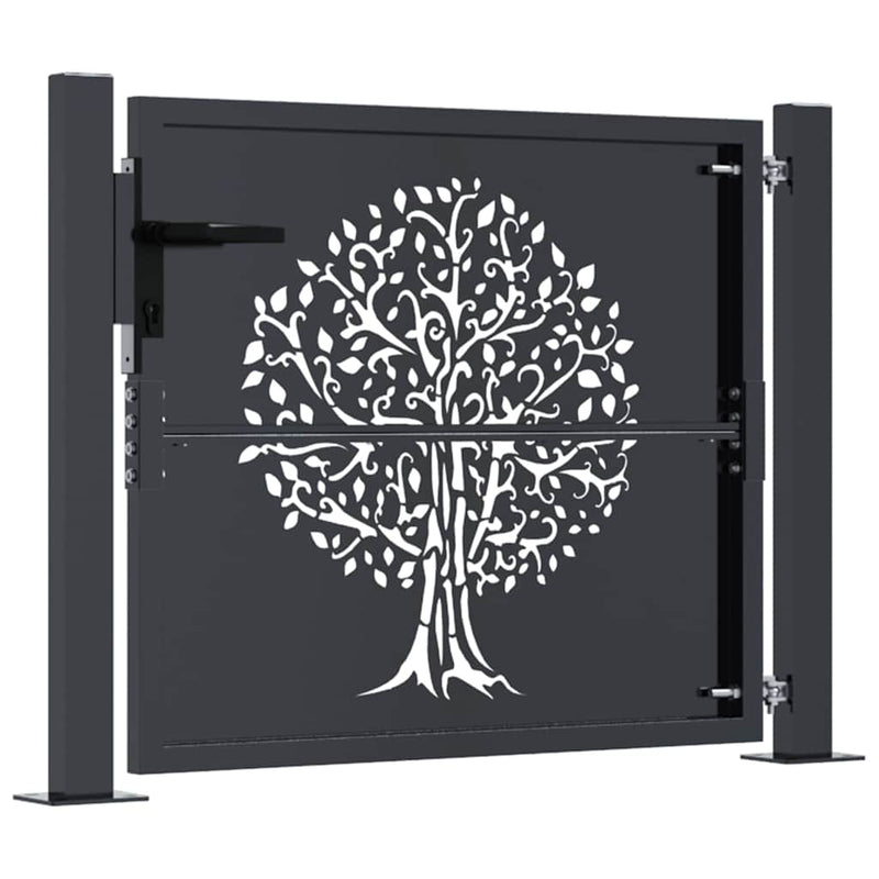 Poartă de grădină antracit 100x100 cm oțel model copac