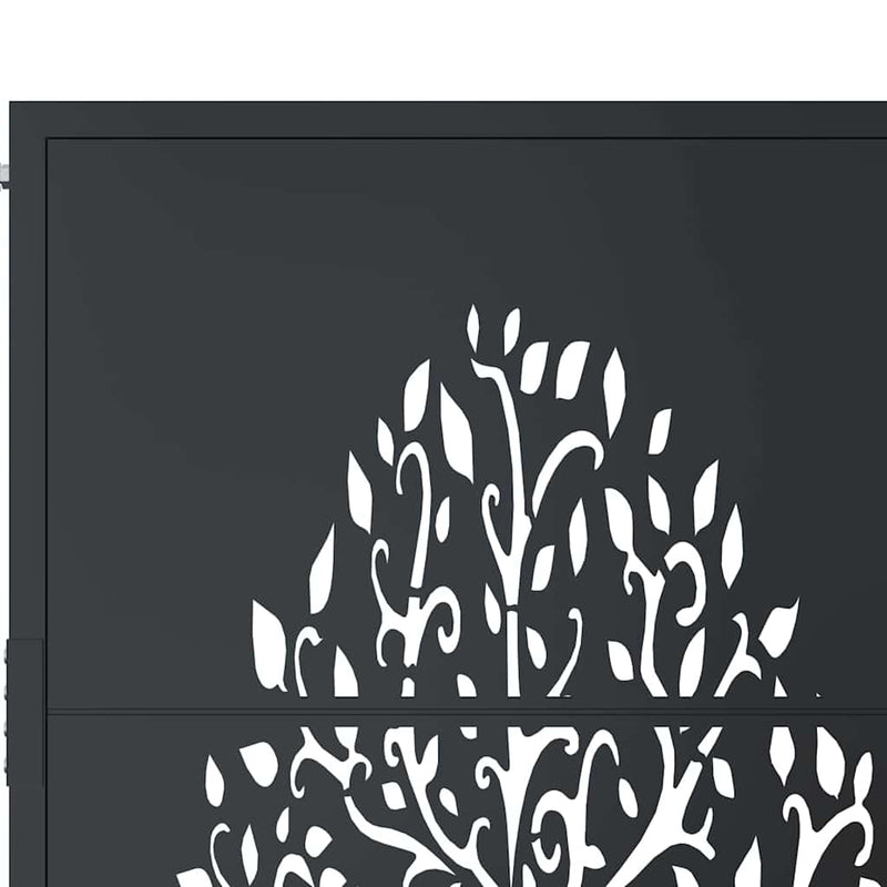 Poartă de grădină antracit 100x100 cm oțel model copac