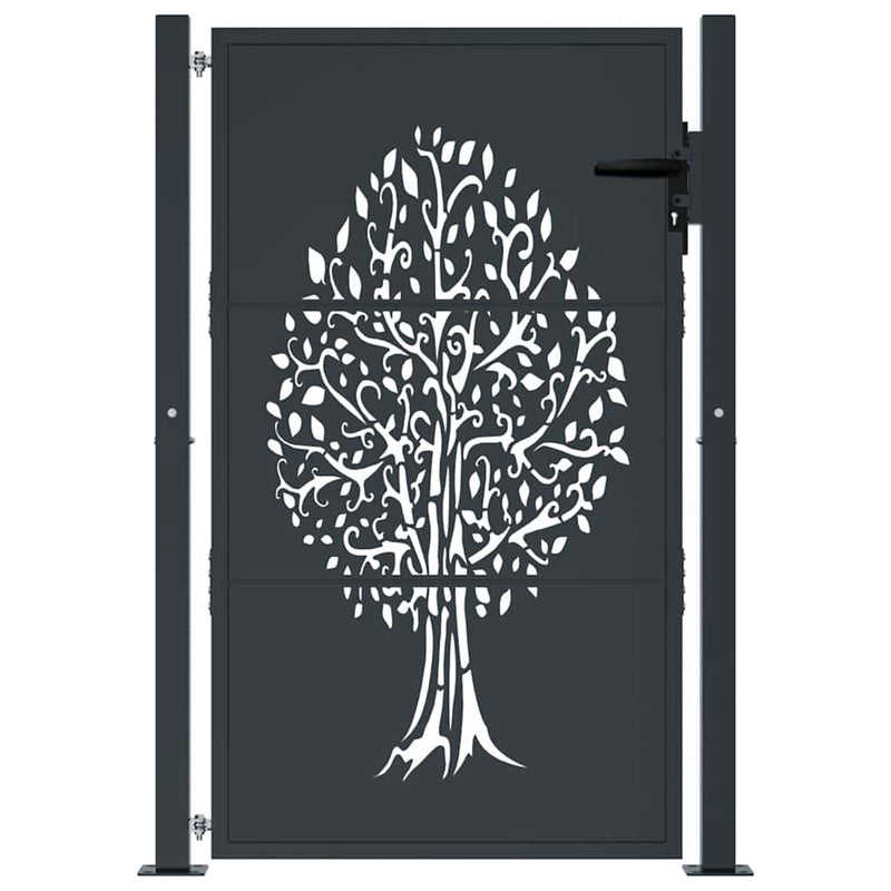 Poartă de grădină antracit 100x150 cm oțel model copac