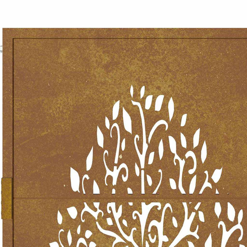 Poartă de grădină 100x175 cm, oțel corten, design copac