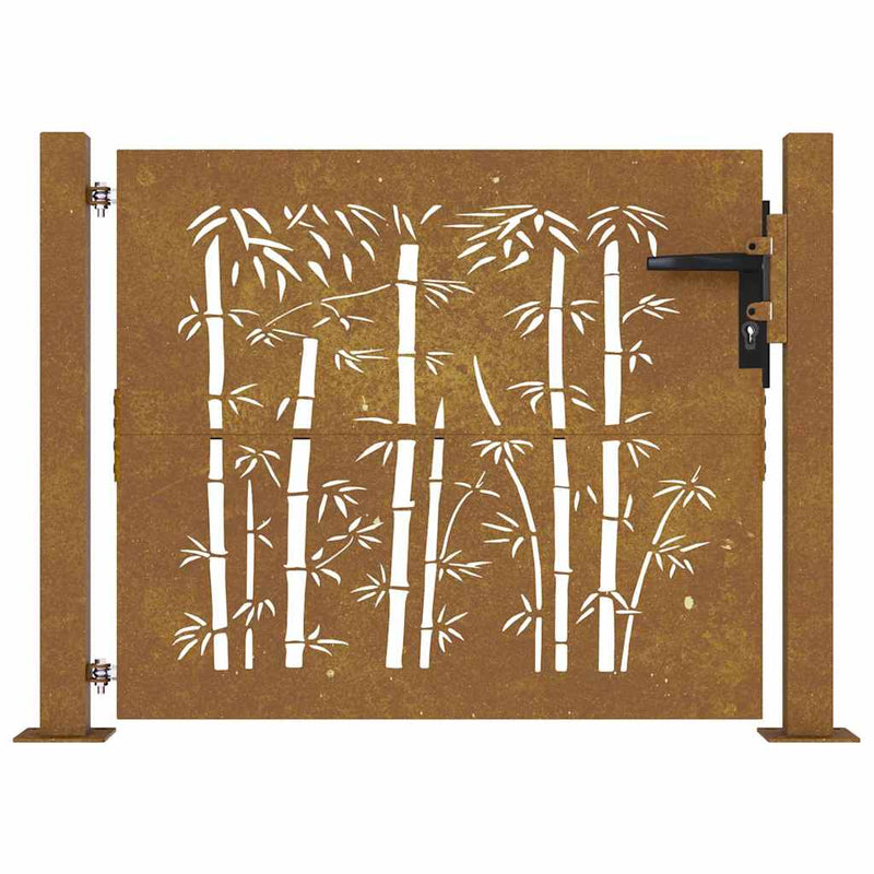 Poartă de grădină 100x100 cm, oțel corten, design bambus