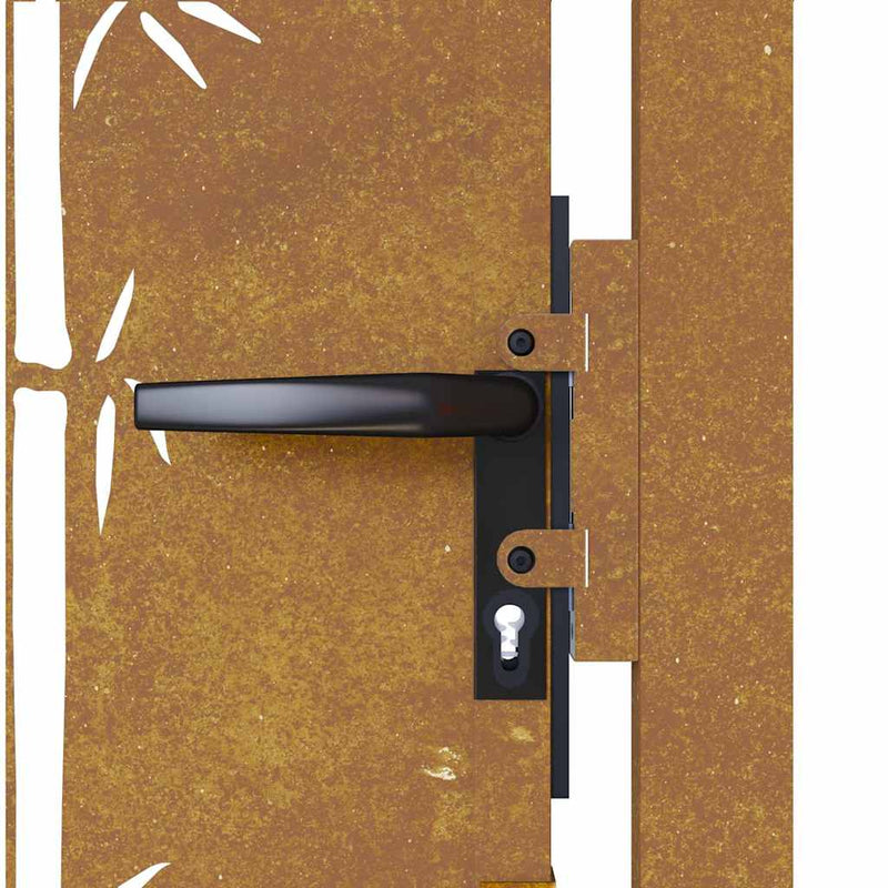 Poartă de grădină 100x100 cm, oțel corten, design bambus