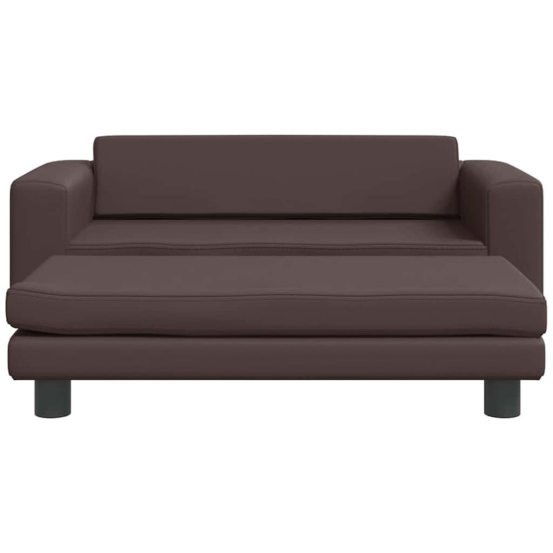 Pat pentru câini cu extensie, maro, 100x50x30 cm, piele eco