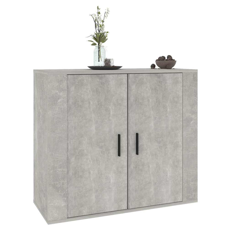Dulap, gri beton, 80x33x70 cm, lemn prelucrat