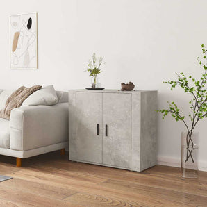 Dulap, gri beton, 80x33x70 cm, lemn prelucrat