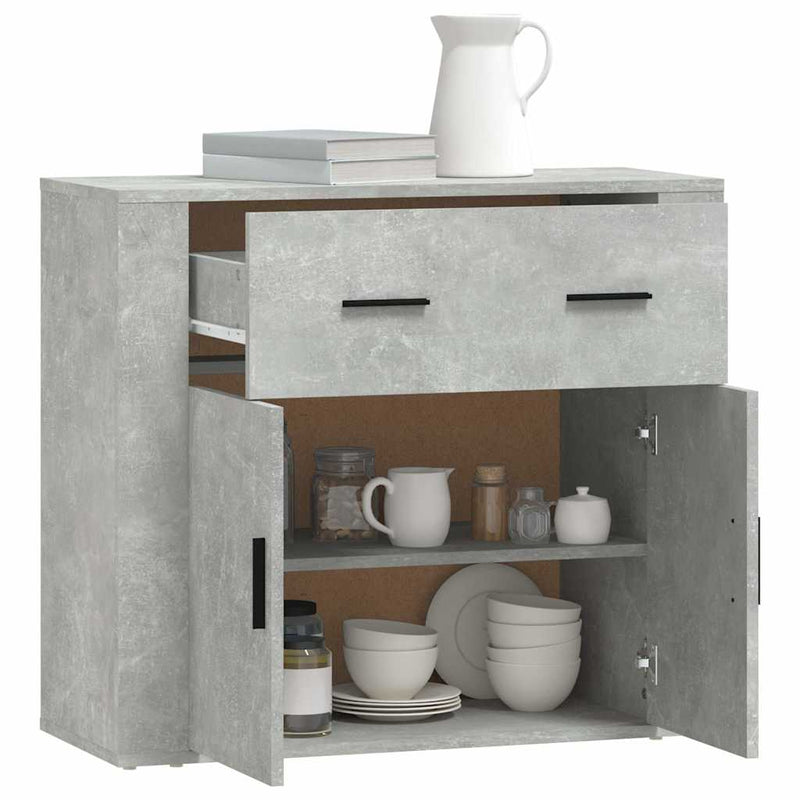 Dulap, gri beton, 80x33x70 cm, lemn prelucrat