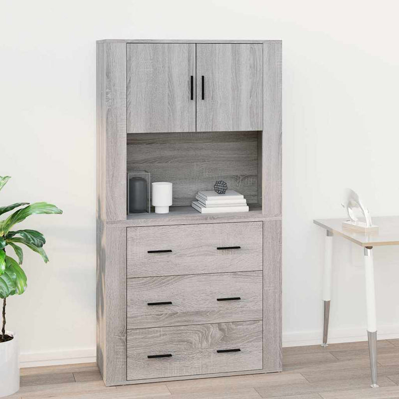 Dulap de perete, gri sonoma,80x33x80 cm, lemn prelucrat
