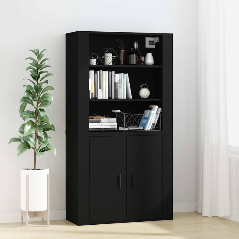 Dulap de perete, negru, 80x33x80 cm, lemn prelucrat