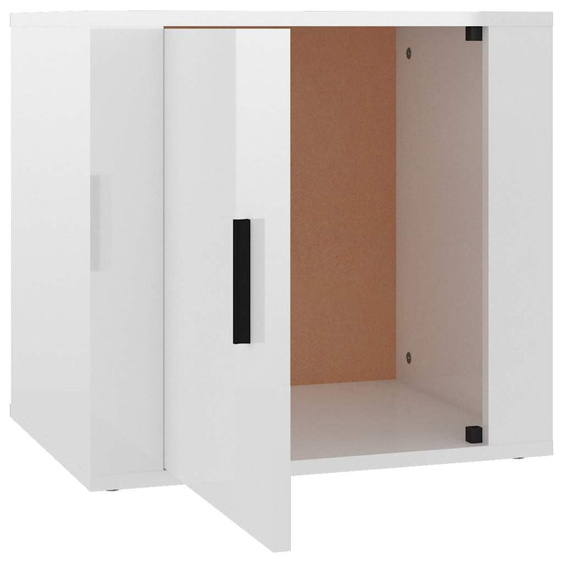 Noptiere, 2 buc., alb extralucios, 50x39x47 cm