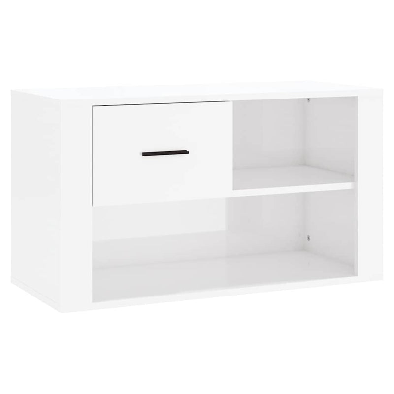 Pantofar, alb extralucios, 80x35x45 cm, lemn compozit