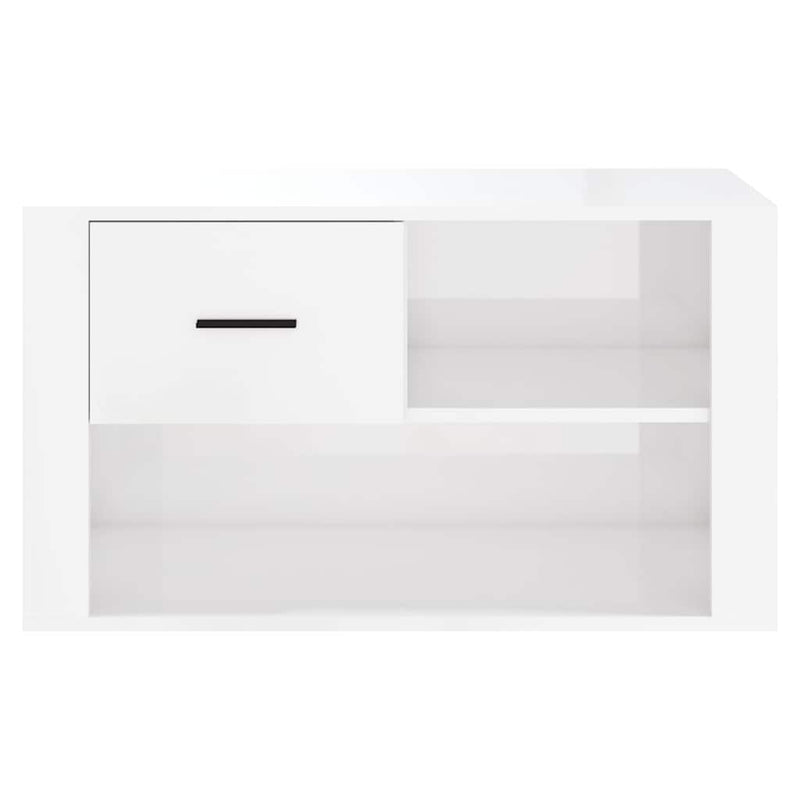Pantofar, alb extralucios, 80x35x45 cm, lemn compozit