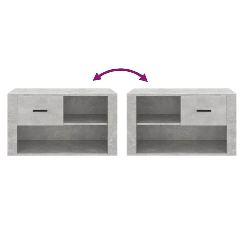 Pantofar, gri beton, 80x35x45 cm, lemn prelucrat