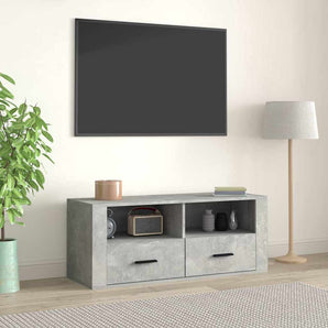 Comodă TV, gri beton, 100x35x40 cm, lemn prelucrat