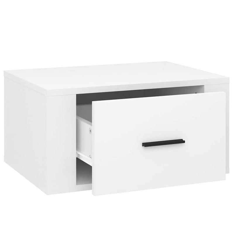 Noptiere de perete, 2 buc., alb extralucios, 50x36x25 cm