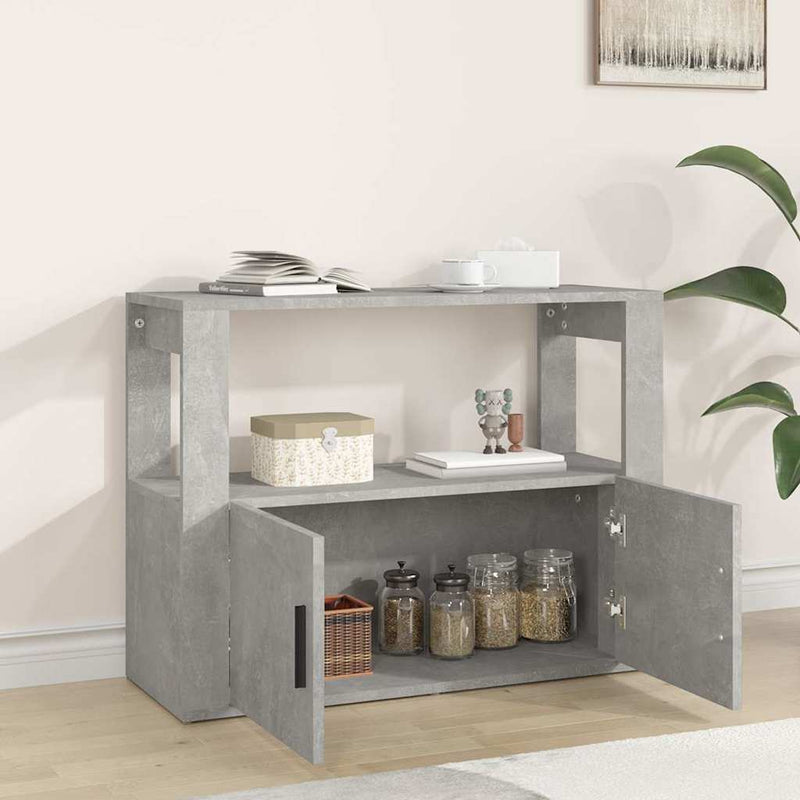 Servantă, gri beton, 80x30x60 cm, lemn prelucrat
