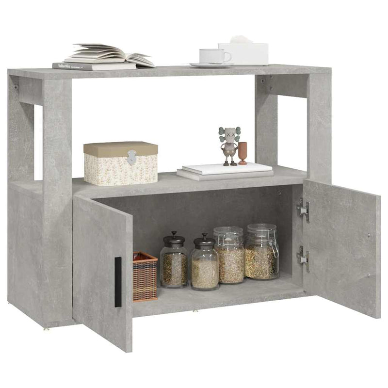 Servantă, gri beton, 80x30x60 cm, lemn prelucrat