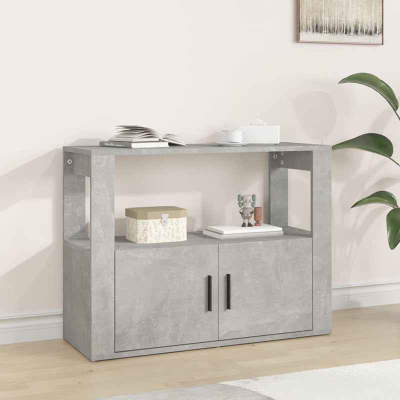 Servantă, gri beton, 80x30x60 cm, lemn prelucrat