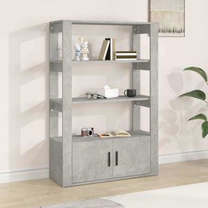 Servantă, gri beton, 80x30x119,5 cm, lemn prelucrat