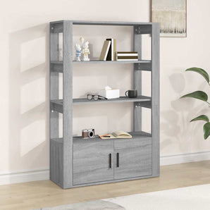 Servantă, gri sonoma, 80x30x119,5 cm, lemn prelucrat