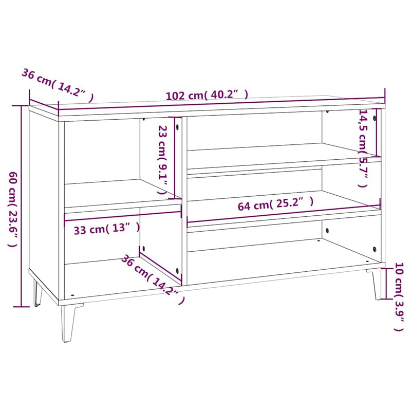Pantofar, alb, 102x36x60 cm, lemn compozit