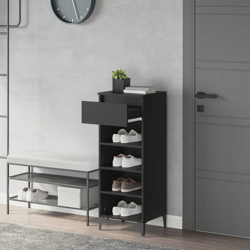 Pantofar, negru, 40x36x105 cm, lemn prelucrat