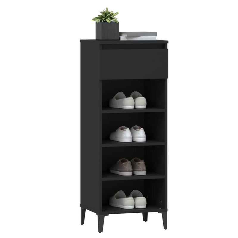 Pantofar, negru, 40x36x105 cm, lemn prelucrat
