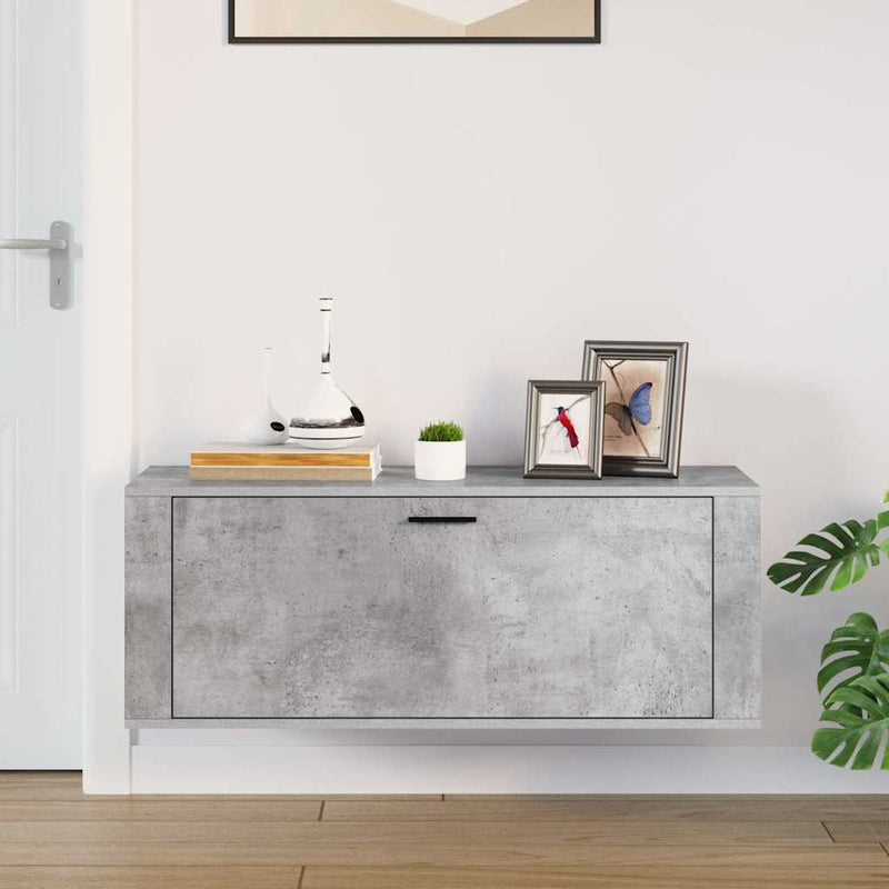 Pantofar de perete, gri beton, 100x35x38 cm, lemn prelucrat