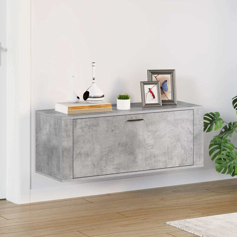 Pantofar de perete, gri beton, 100x35x38 cm, lemn prelucrat