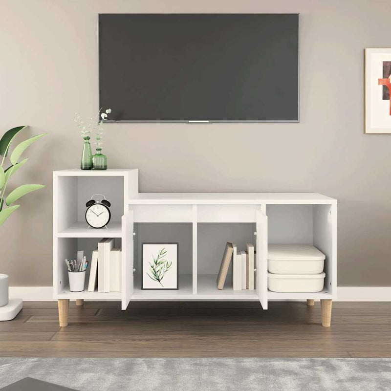 Comodă TV, alb, 100x35x55 cm, lemn prelucrat
