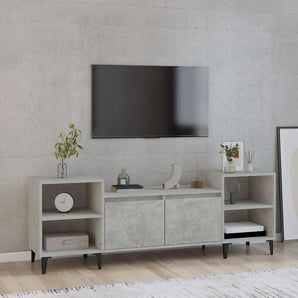 Comodă TV, gri beton, 160x35x55 cm, lemn prelucrat
