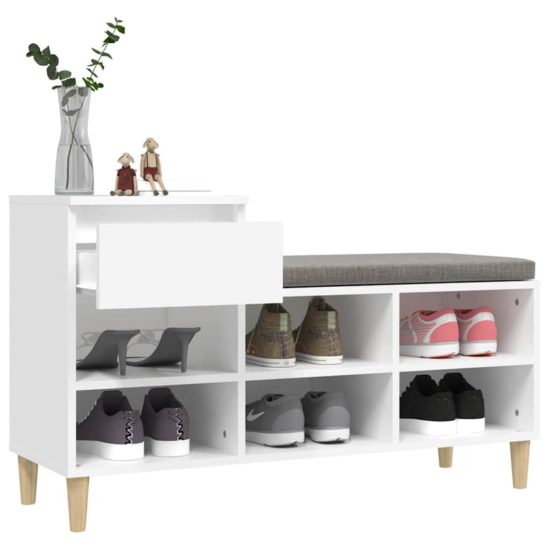 Pantofar, alb, 102x36x60 cm, lemn compozit
