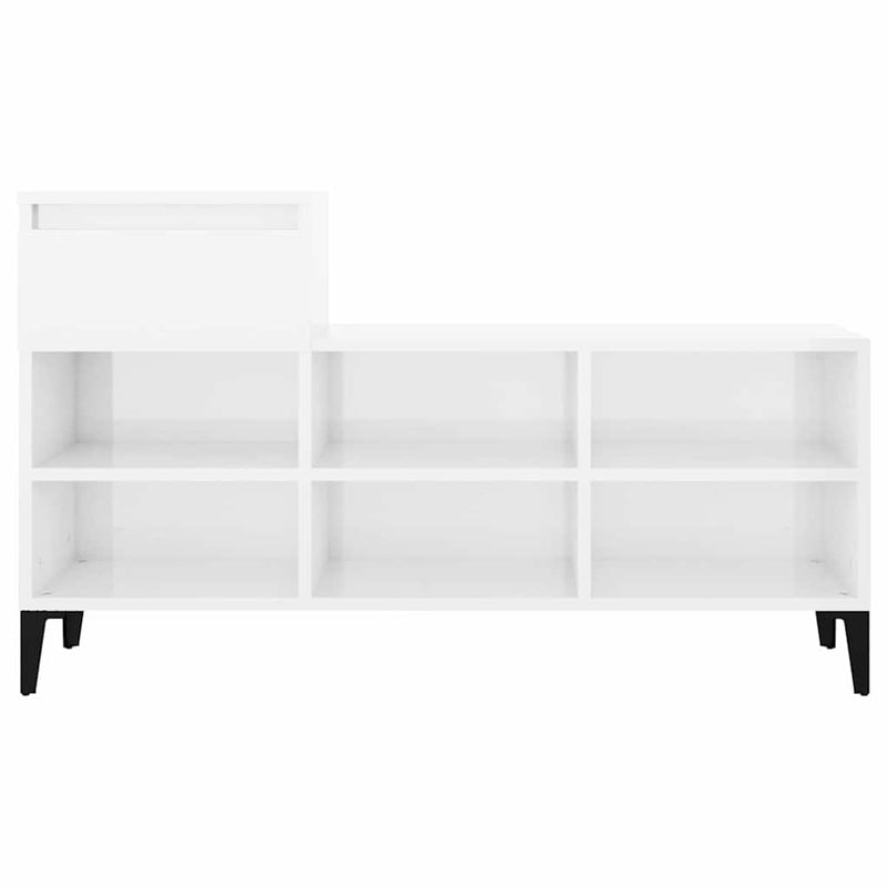 Pantofar, alb extralucios, 102x36x60 cm, lemn compozit