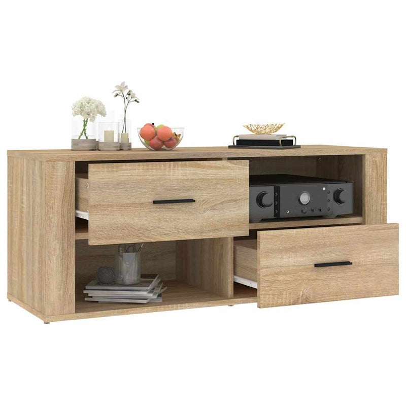 Comodă TV, stejar sonoma, 100x35x40 cm, lemn prelucrat