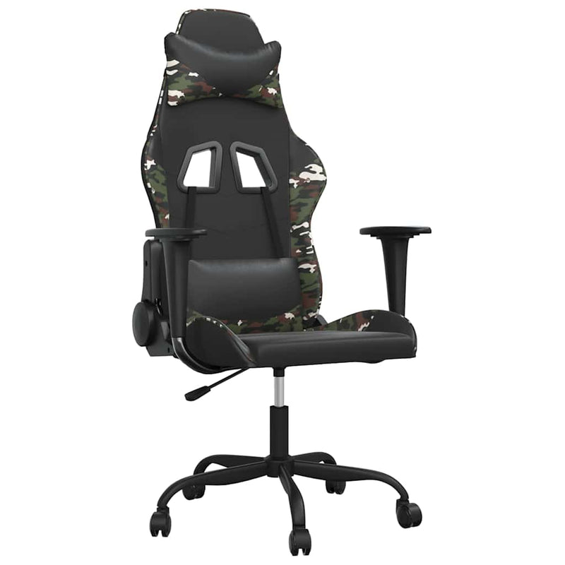 Scaun de jocuri, negru și camuflaj, piele ecologică