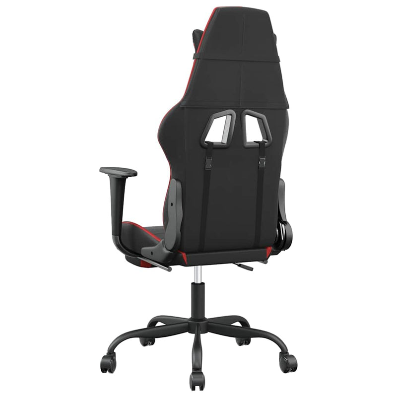 Scaun de gaming cu suport picioare, negru/roșu, piele ecologică